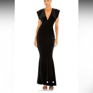 V Neck Rectangle Gown in Black